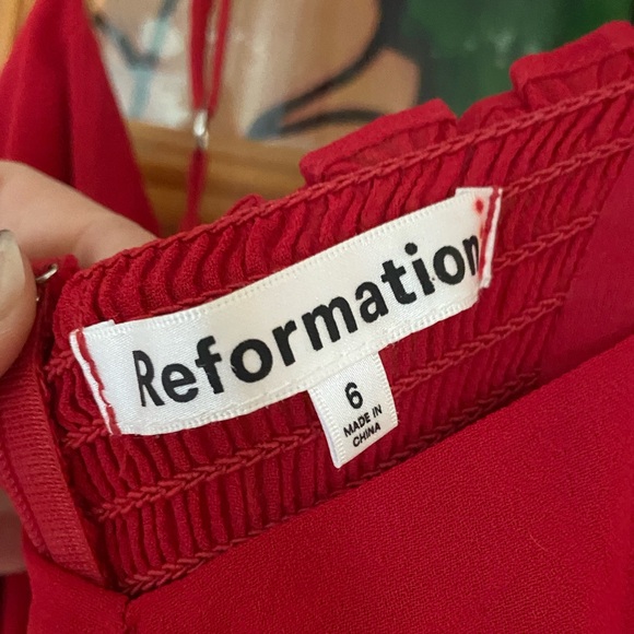 Reformation Emersyn Red Spaghetti Strap Midi Dress - Picture 3 of 7